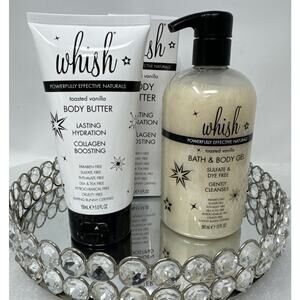 HTF-Whish Toasted Vanilla Body Butter 5 Oz & Bath & Body Gel 13 Oz Bundle